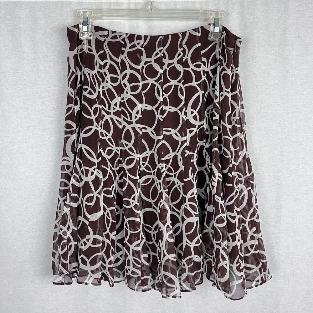 Vintage Y2K Robbie Bee Skirt Silk Brown Geometric Circle Artsy Maximalist Fairy